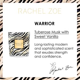 Rachel Zoe Warrior Scented Candle - with Fruity, Floral Perfume Oil Fragrance - 45 Hour Burn - Jar Candles with Soy Wax and Cotton Wick - 6.3 oz