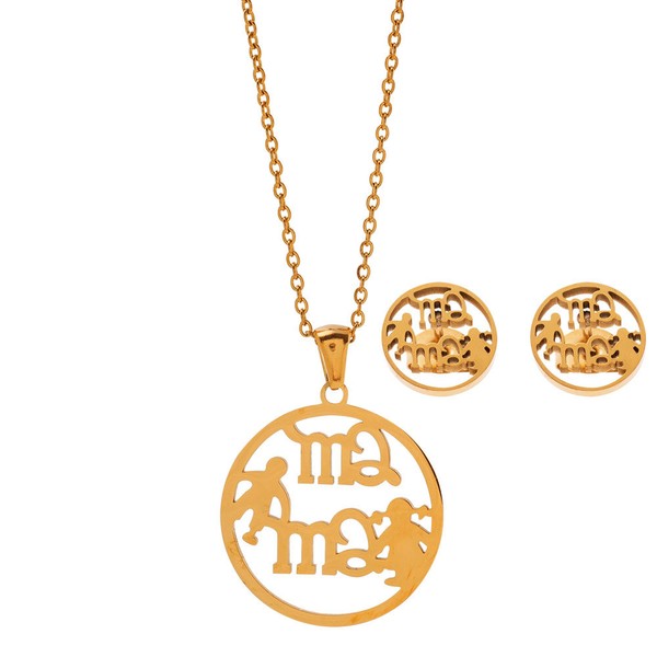 Dalee Stainless Steel Mama Necklace & Earrings Set (REF05434)