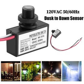 CYSFETENA Photoelectric Switch, LED Dusk to Dawn 120V AC Light Control Sensor, Automatic Outdoor Hard Wired Post Eye Light On Off, Plastic, Black