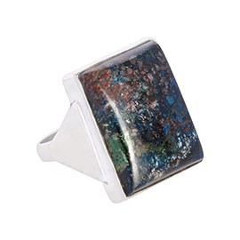 Natural Chrysocolla Gemstone 925 Sterling Silver Bezel Setting Statement Ring SZ-P 1/2