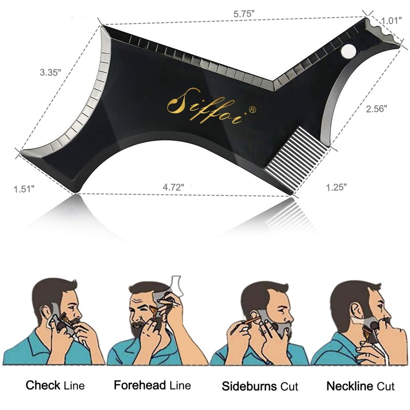 Siffoi Men's Beard Shaping Styling Tool with Handmade Pocket Size