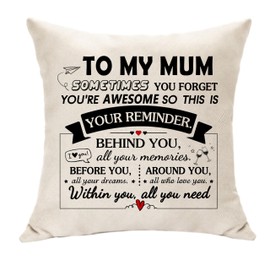 To My Mum Gifts Sometime You Forget You Are Awesome Mum Mother Cushuion Cover Throw Pillow Cover for Mummy Women Appreciation Gifts for Her Mother's Day Birthday Christmas (Mum)