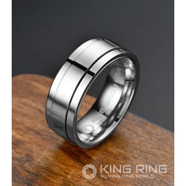 King Ring 8mm Ultra Polished Spinner Ring – Premium Shiny Flat Stainless Steel Fidget Ring for Men & Women K15 – Silver 6