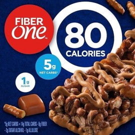 N/A Fiber One 80 Calorie Chewy Bars, Barras de Fibra Chocolate Caramelo Pretzel 5 Ct