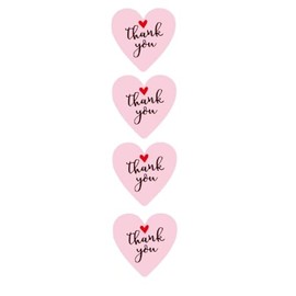 CAA Trading™ 100 x Pink Heart Shaped Thank You Stickers Love Heart Labels Gifts Crafts Presents Home Made Gifts (2.5cm) 25mm (100 Stickers)