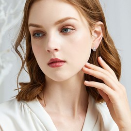 Heart Hoop Earrings for Women 925 Sterling Silver Small Hoop Earrings with Heart Opal Moonstone Heartbeat Earrings Gift for Wife, Girlfriend, Girls, Sterling Silver