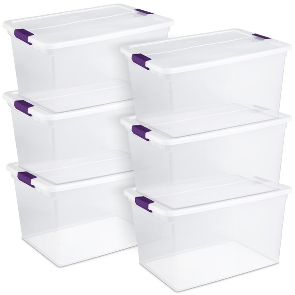 Sterilite Sterilite 6-Pack ClearView Latch Box, Stackable Storage Organizer Bins
