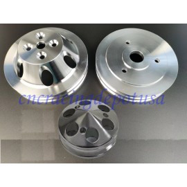 CNCRSR Big Block Chevy Pulley Kit V-Belt Short Water Pump 396 427 454 SWP Polished Alum