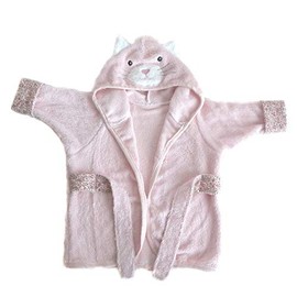MON AMI Kitty Hooded Bathrobe for Babies, 0-9 Months, Soft Bamboo Cotton Bath Towel, With Padded Hanger, Baby Essentials, Christmas Gift for Baby Shower/Newborn