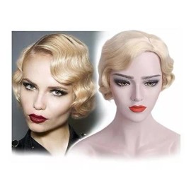 Stfantasy Peluca Rubio Claro Rizado Con Fleco Stfantasy