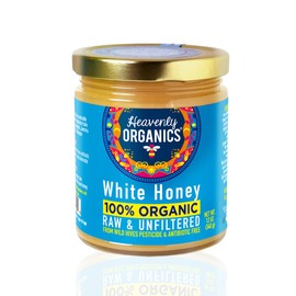 Heavenly Organics Raw White Honey, 100% Organic | Unheated, Lightly Filtered Creamy Honey | Smooth Velvety Texture | Sustainably Sourced from Wild Beehives | Dairy Free, Gluten Free, Glyphosate Free | 22 oz (1 Pack)