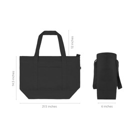 Ecoright Canvas Tote Bag for Women with Zip & Pocket, Large Tote Bags for Women, Tote Bags for Men, Shopping, Beach Tote Bag