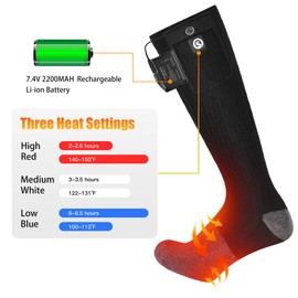 SNOW DEER Heated Socks for Men & Women Battery Socks Powered Thermal Ski Socks Winter Foot Warmer with Temperature Control Long Cotton Socks for Skiing Hiking Hunting Motorcycling Riding