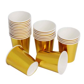 120 Pcs Paper Cups with Gold Design, Coffee Cups for Hot and Cold Drinks, Durable Paper Cups for Tea, Espresso, Parties, and Events (9oz)