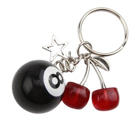 Aesthetic Keyring with Cherries, 8-Ball & Star - Trendy Bag Charms, Stylish Keychain, Bag Pendants, Bags Charms for Your Individual Accessory Upgrade