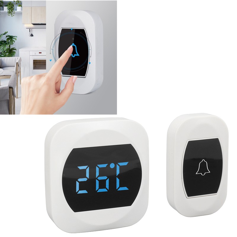 Wireless Doorbell Temperature Digital Display 4 Level Volume Adjustment Waterproof
