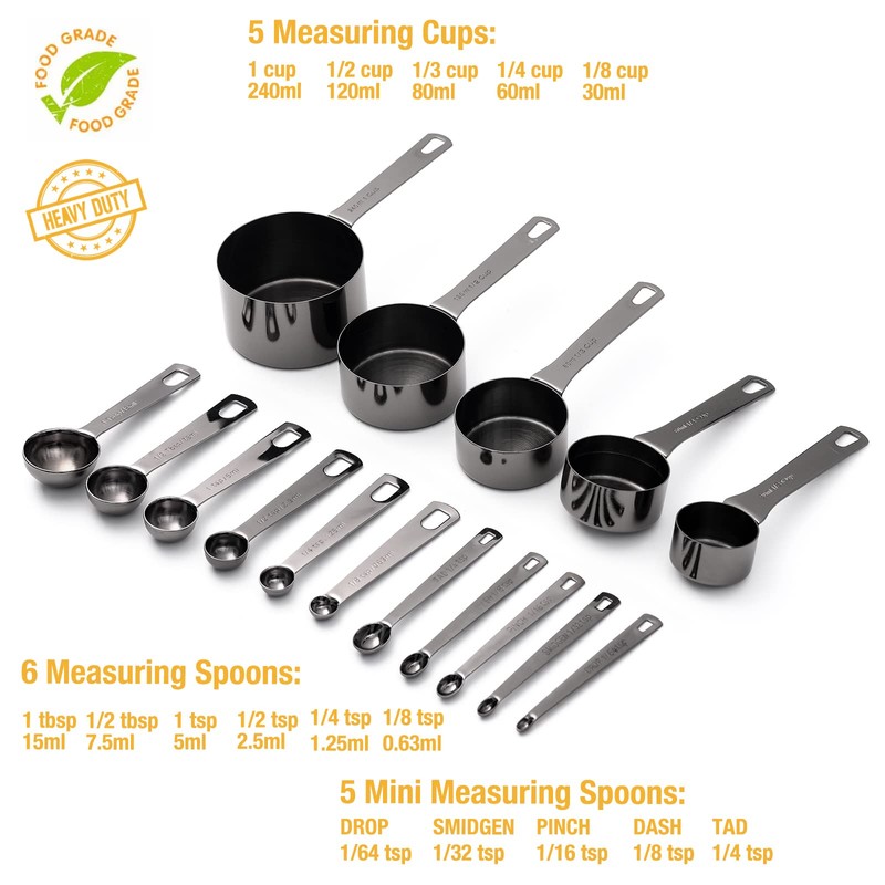 16 Pcs Stainless Steel Measuring Cups and Measuring Spoons Set,