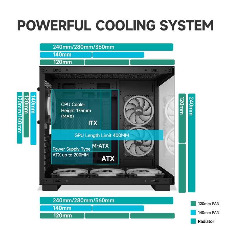 PCCOOLER C3T500 ARGB PC Case Mid Tower Desktop Computer Gaming
