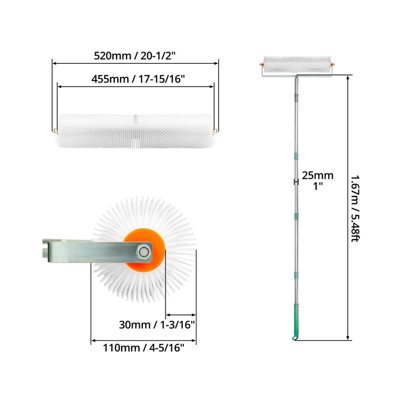 QWORK Spiked Screeding Compound Roller, 20" x 1" Latex Floor