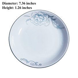 Autminia 5 Pack Ceramic Plates with Flower Pattern, 7 inch Large Dessert Salad Porcelain Dinner Plates, Ceramic Dessert Dishes for Steak, Pasta, Pizza, Appetizer (Dishwasher Safe & Microwave Safe)