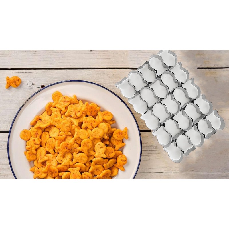 Gold Fish Cracker Cutter，25 Cavity Fish Cookie Cutter，Non-stick Dough Gold
