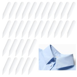 Pack of 100 collar stays for men's shirts, plastic collar stays for men, collar stays for men and shirt stays for men, collar inserts for shirts with collar stays for women (white), PET, none