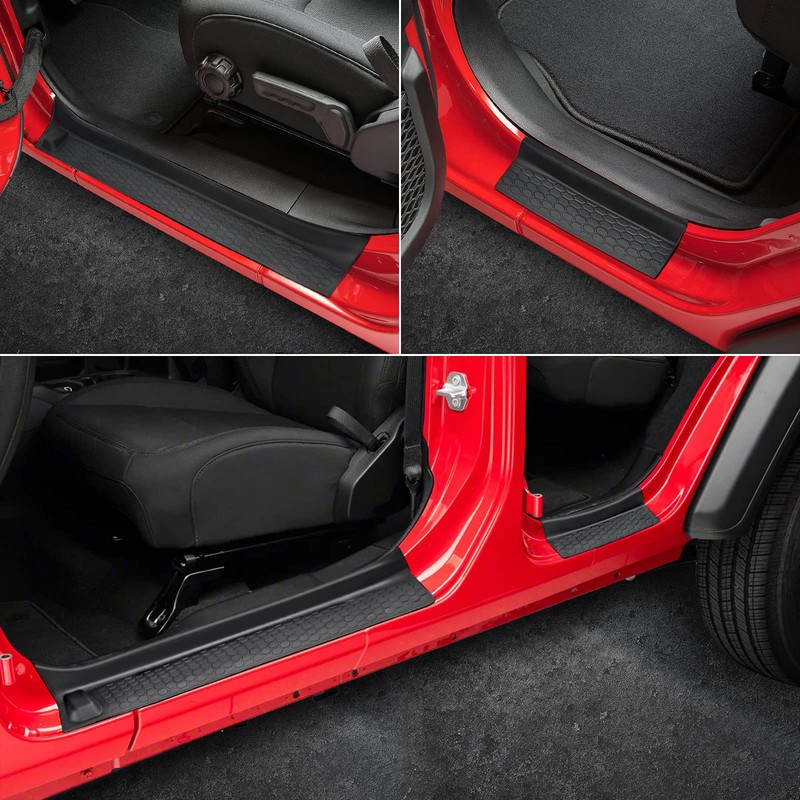 SUPAREE Door Sill Guards Kit fits JL, Black Rubber Door