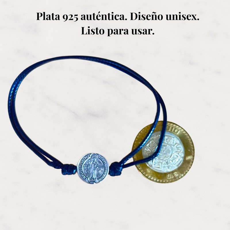 TClaudia, Pulsera San Benito de Plata 925 oxidada, medalla San