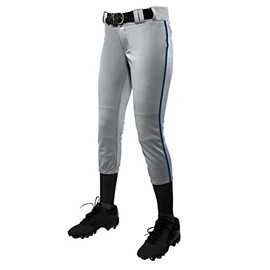 CHAMPRO Girl's (Youth) Tournament Fastpitch Pant with Piping Gray | Navy LG