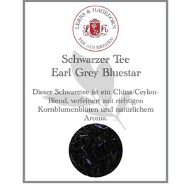 Lerbs & Hagedorn, Black Tea Earl Grey Bluestar | Gergamot Aorma 250g (approx. 21 Litres) Cornflower Blossoms, China and Ceylon Tea as Base