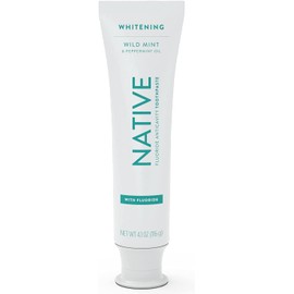 Native Toothpaste Made from Naturally-Derived Cleaners and Simple Ingredients That Safely Whitens Teeth, 4.1 oz, Wild Mint with Fluoride - 1 Count