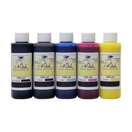 InkOwl Refill Kit Replacement for Canon GP-200, GP-300, TA-20, TA-30, TM-200, TM-205, TM-300, TM-305, TX-2000, TX-2100, TX-3000, TX-3100, TX-4000, TX-4100, TZ-30000 (5x120ml) - USA-Made Pigment Ink