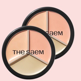 The Saem Cover Perfection Triple Pot Concealer 13.5g, 03 Correct Up Beige, 2 ea. / 더샘 커버 퍼펙션 트리플 팟 컨실러 13.5g, 03코렉트업베이지, 2개