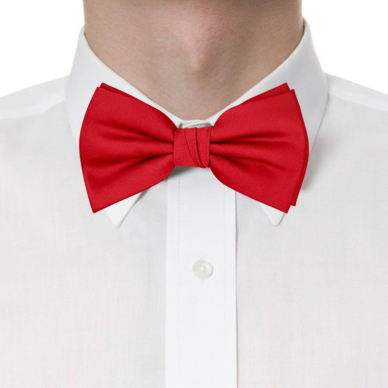BEWDIO Adjustable Red Bow Ties for Men, Solid Color Pre-Tied
