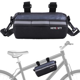 Kytpyi Handlebar Bag Bicycle, Bicycle Bag, 2L Waterproof Bicycle Bag Handlebar with 1 Adjustable Shoulder Strap, Reflective Band, Durable Bicycle Handlebar Bag for MTB Electric Bicycle (Grey)