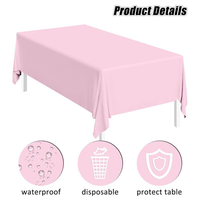 SietDESEO 2 Pack Pink Plastic Tablecloth 54 x 108 Premium