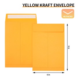 Joyberg 6x9 Envelopes Self Seal, Yellow Envelopes 6x9 Printable, Catalog Mailing Envelopes 6x9 Tear Resistant, Kraft Envelope for Mailing Letters, Documents, Photos, Invitation Cards