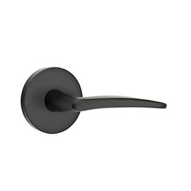 EMTEK Disk Rosette Passage Set with Matching Finish Poseidon Lever - Choice of Left/Right Handing and 6 Finishes - 5109POSRHUS19 - Right Handed (RH) - Flat Black (US19)