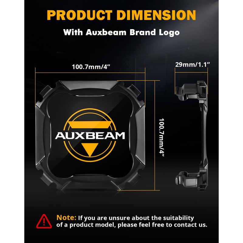 Auxbeam 4 Inch Black LED Pods Covers, 2PCS Cube-Z Series