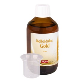 Colloidal Gold Concentration 10 ppm | 250 ml Including Dosing Cup | Purity 99.99% | Highest Quality | Laboratory Quality | Bidestilled Water | Fine Gold