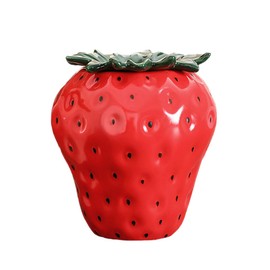 WAIT FLY Strawberry Ceramic Ashtray, Cute Cigar Ashtray for Indoor or Outdoor use, Home Office Decoration Ashtray for Smokers-Red