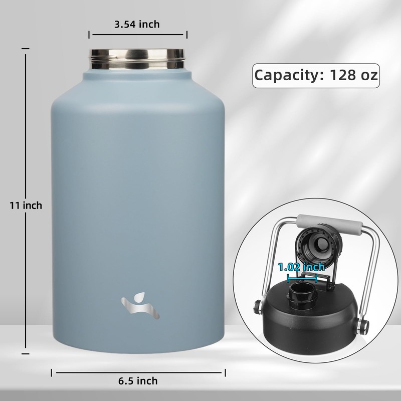 Konokyo 1 Gallon Jug with Handle,128 oz Insulated Water Bottle