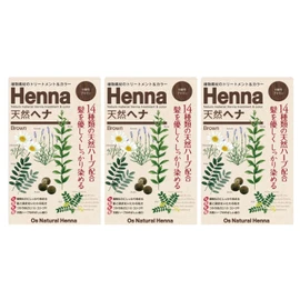 Oz Natural Henna Brown (2.8 oz (80 g) x 1 bag x 3 boxes, Instruction manual (English language not guaranteed) and gloves included. Brown