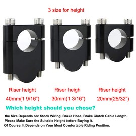 Xitomer 1 1/8" 28.6mm Motorcycle ADV Dirt Bike Handlebar Risers With Clamps, Fit for S1000R/ F800R/ CTX/Speed Triple/Hypermotard (black,40mm(1 9/16''))
