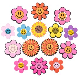 15 Pieces Smile Face Shoe Charms Kids Boys Girls Colorful Flower Shoes Accessories for Party Favor FC15-5