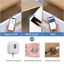 Cabinet Lock eLinkSmart Hidden Drawer Lock for Kitchen Pantry Furniture Cupboard Door Lock with RFID Card NFC Bluetooth APP Child Safety Support Phone or Watch App