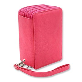 Large Capacity 4 Layers Zipper Portable Pencil Bags,YFZYT 72 Slots Inserting Durable Square PU Sketch Pencil Case Stationery for School or Office(Pencil Not Included) - Rose Red#72