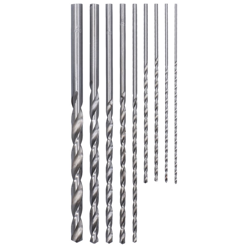 9Pcs Twist Drill Bit Extra Long High Speed Steel Drilling