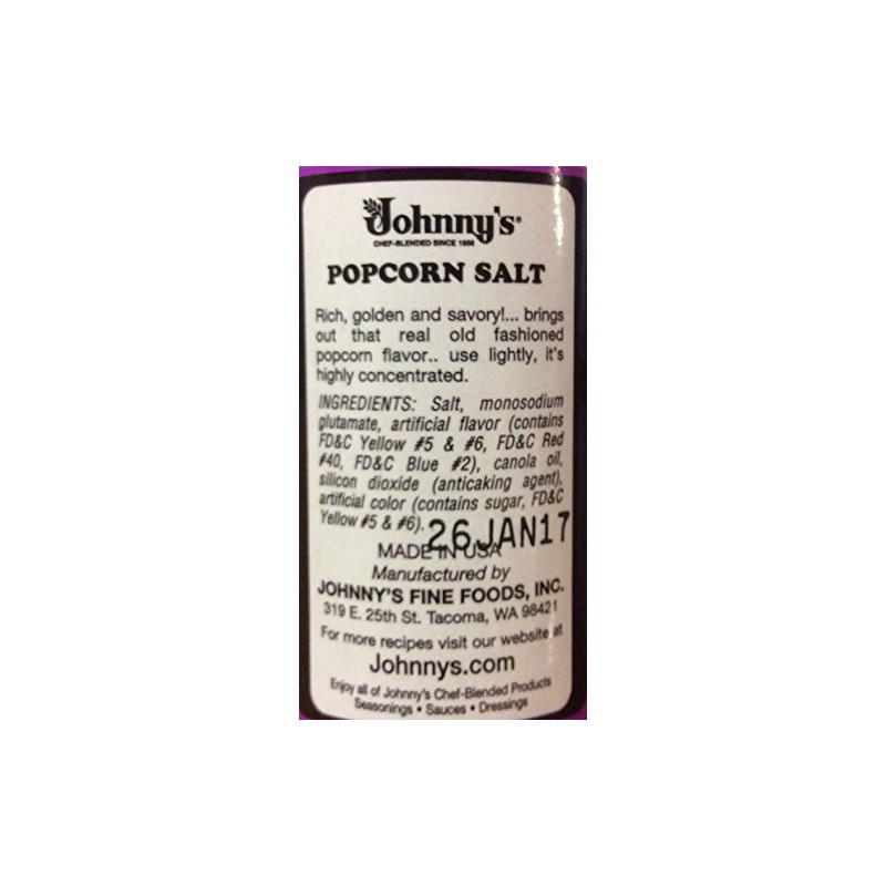 Johnny's Gluten Free POPCORN SALT 4.75oz (2 Pack)