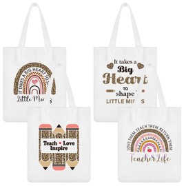 Teacher Gifts for Women Teacher Appreciation Gift 2pcs Teacher Tote Canvas Bag Unique Best Gift Ideas from Students Thank you Teacher Gifts Birthday Gifts for Teachers